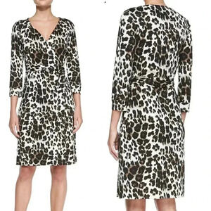Diane von Furstenberg Julian Two Snow Leopard-Print Wrap Dress Size 2
